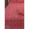 Handcrafted Red Aplique Work King Size Double Bed Cover (7.5 Ft X 9 Ft)With 2 Pllow Covers And 2 Cushion Covers-Indiehaat