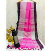 Handwoven Pure Linen Pink Saree with Blouse-Indiehaat