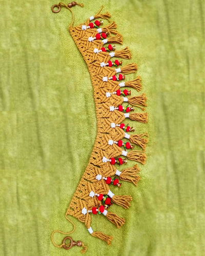 Macrame Handmade Toran with Parrot/Bell Decoration Brown Color-Indiehaat