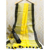 Handwoven Pure Linen Yellow Saree with Blouse-Indiehaat