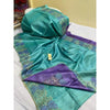 Silkmark Certified Pure Tussar Hand Cutwork Green Saree with Contrast Blouse-Indiehaat