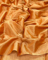 Maheshwari Tissue Silk Saree Orange Color with running blouse - IndieHaat