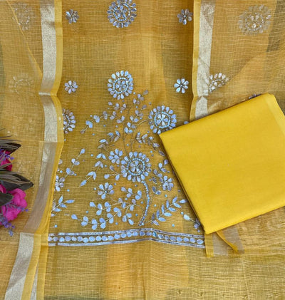 Kota Doria Suit Embroidery 13% Off - IndieHaat