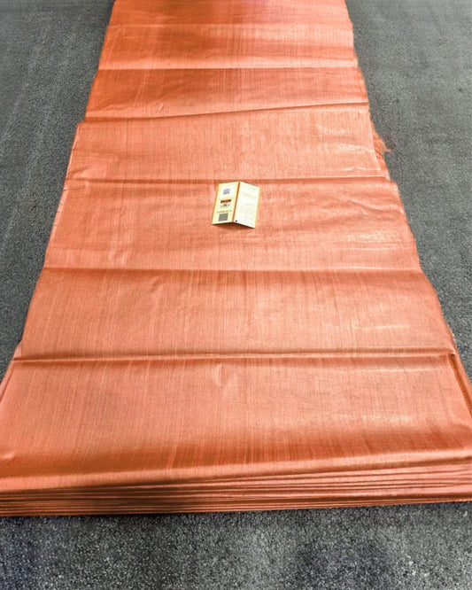 Silkmark Certified Pure Tussar Silk Fabric Red Orange Color - IndieHaat
